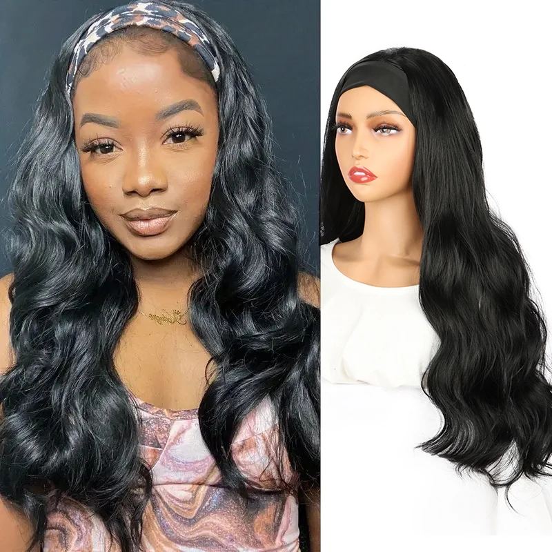 

WIGSIN синтетические 30 дюймов длинные волнистые вьющиеся волосы повязка на голову парики термостойкие черные каштановые волосы для женщин аксессуар для вечеринок