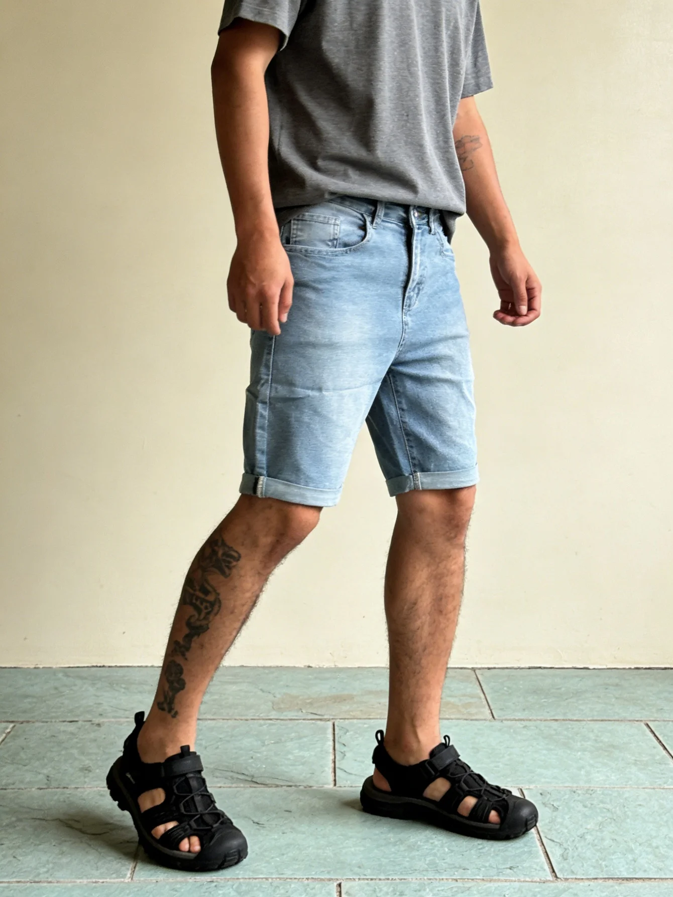 

Мужские повседневные синие джинсовые шорты-джоггеры стрейч, облегающие, в стиле Y2K, модные, для уличной моды