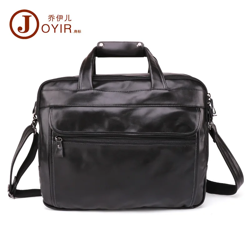 Business Fashion Men's Briefcase Retro Genuine Leather Men Handbag 15.6-inch Laptop Bag Multi-function Male Messenger Bags