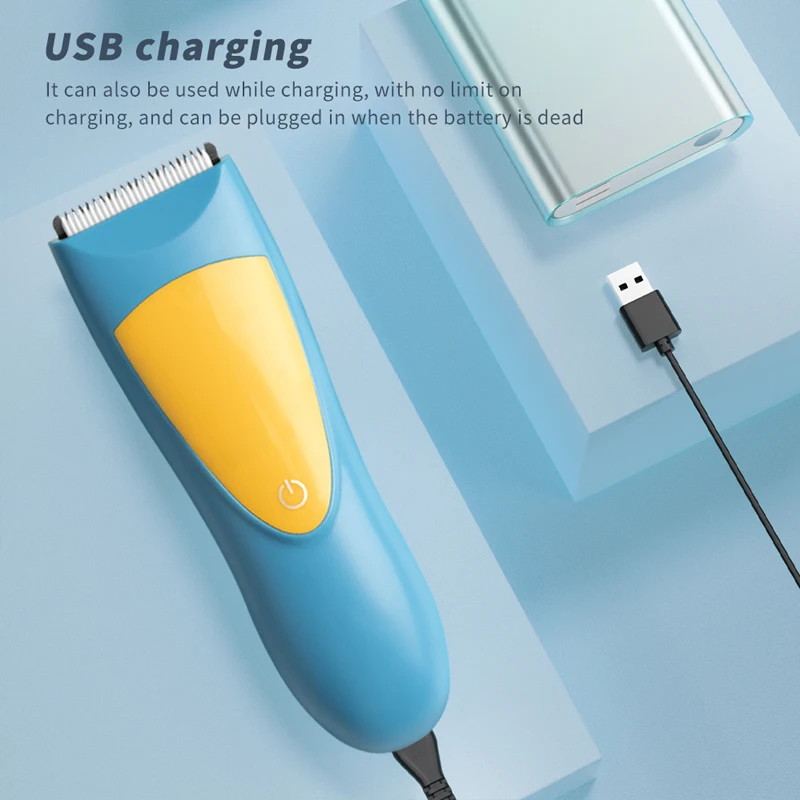 Waikil ที่ตัดผมลูกผมแบบมืออาชีพ, ที่ตัดผมแบบไร้สายชาร์จไฟได้มีที่ตัดขน USB เงียบมากกันน้ำสำหรับเด็ก