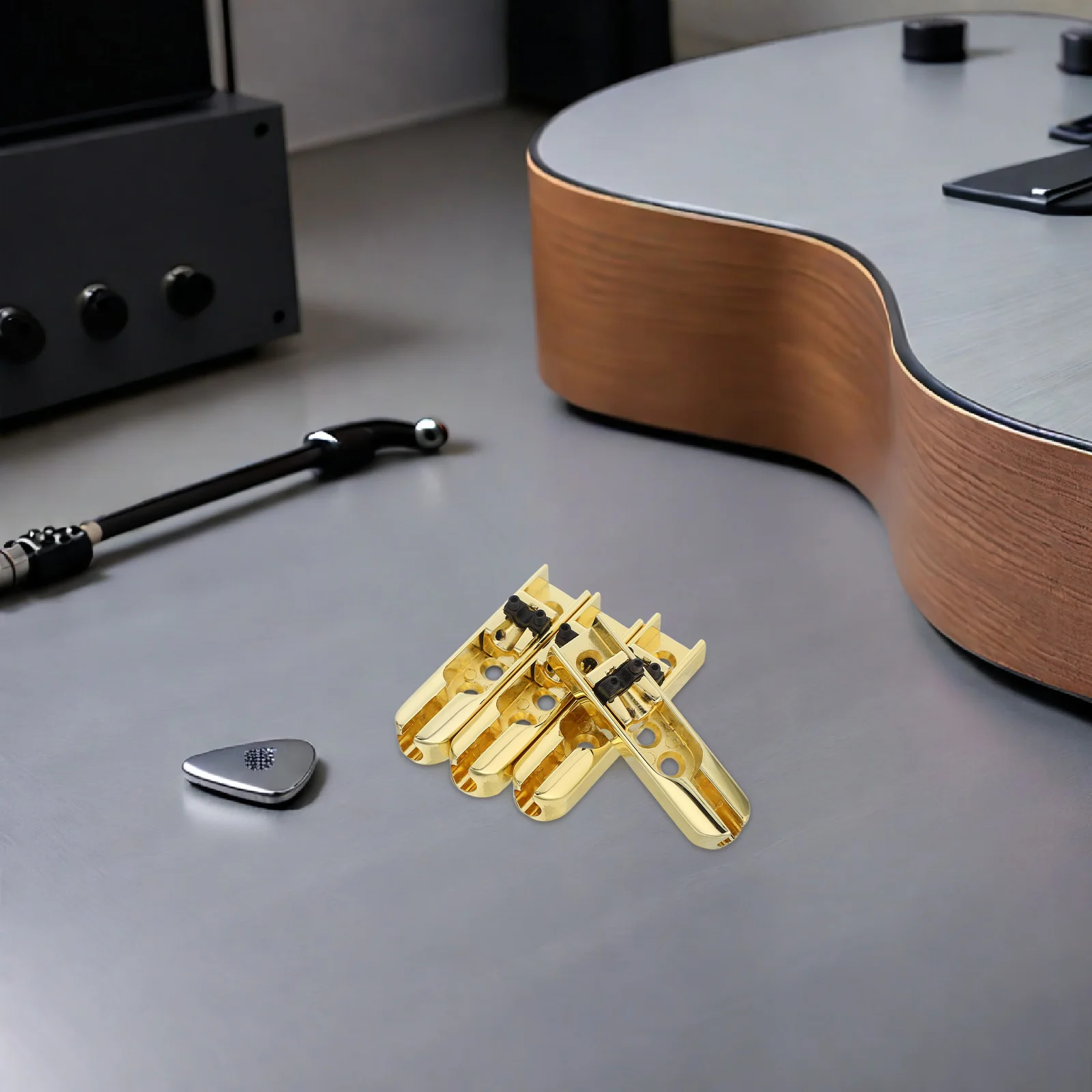 

4Pcs Headless Bass Guitar Bridge Metal Fixed Saddles Replacement Parts Electric Bridge Frame Instrument Accessories