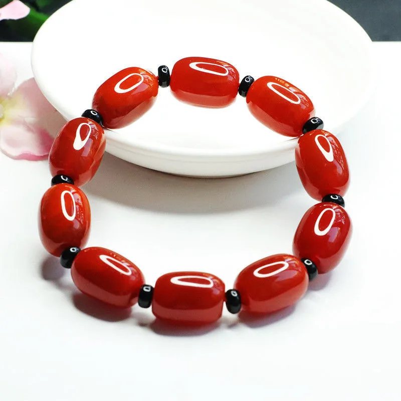 New Natural South Red Agate Barrel Beads Bracelet for Men and Women Lulutong Birthday Bracelet