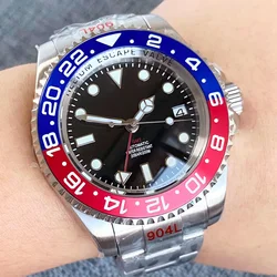43mm Tandorio GMT NH34A Men's Mechanical Watch Helium Device 10BAR Waterproof Luminous Dial 120 Clicks Pepsi Rotating Bezel