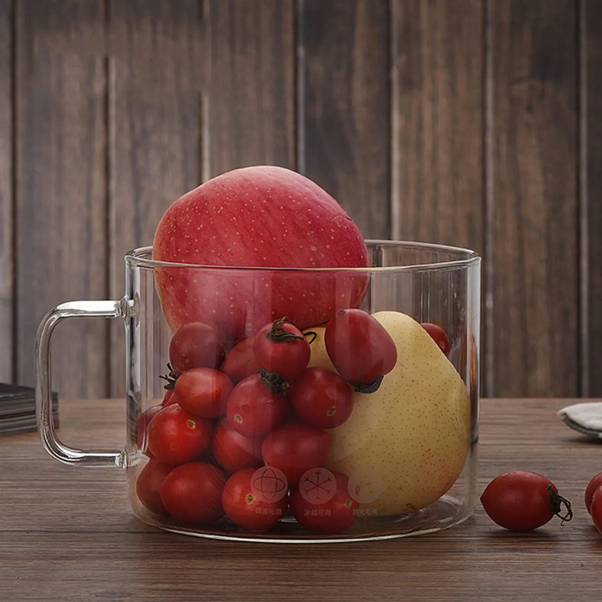 Tazón de Vidrio Resistente al Calor, Recipiente Transparente para Ensaladas y Frutas, Apto para Microondas, para Postres y Fideos Instantáneos, Fácil de Limpiar y Resistente a Arañazos