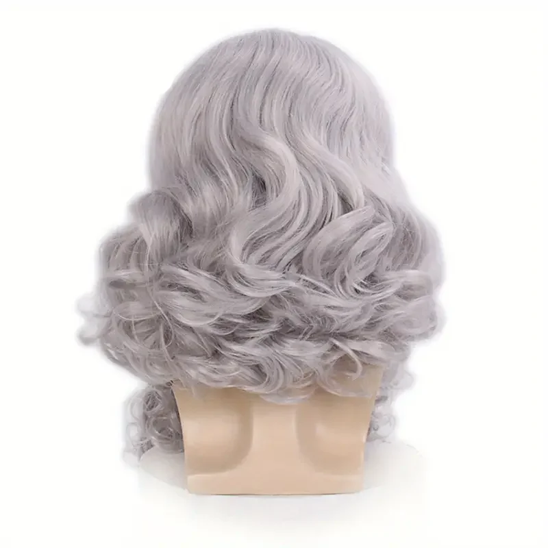 Santa\'s Super Fluffy Grey Wig & Beard Set - Synthetic Curls for Memorable Cosplay and Halloween Costumes for Christmas J47801S