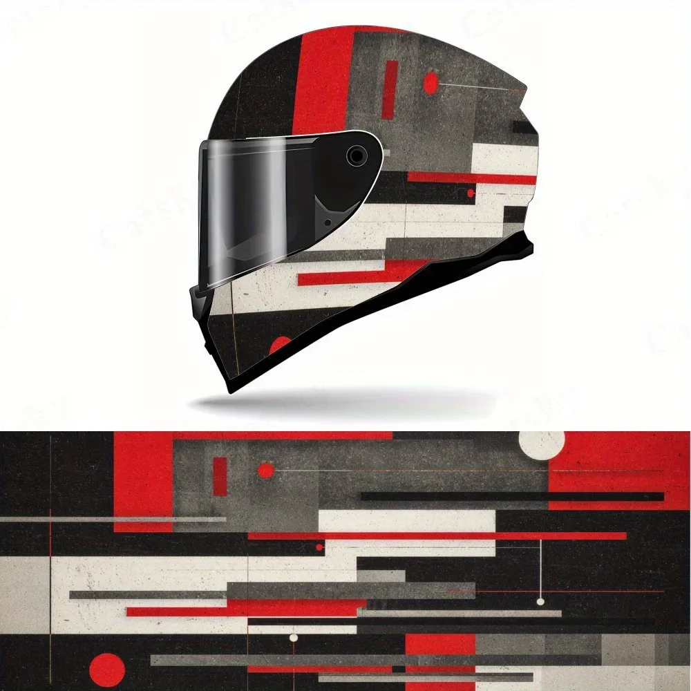 Adesivo Gráfico Abstrato Futurista Geométrico Moderno Inspirado em Tecnologia para Capacete de Moto, Decalque Gráfico de Corrida em PVC Autoadesivo e 