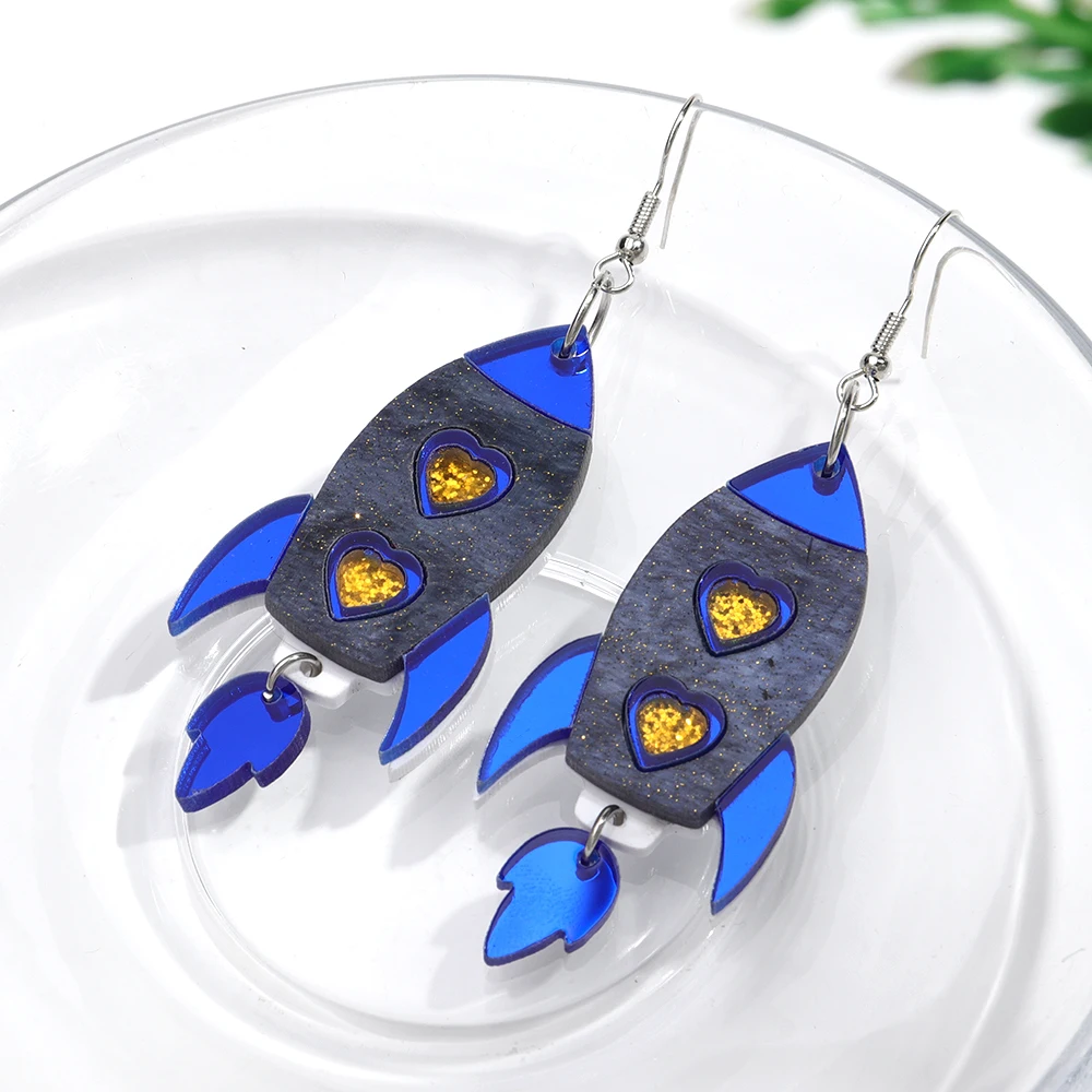 Women's Creative UFO Alien Acrylic Drop Earrings