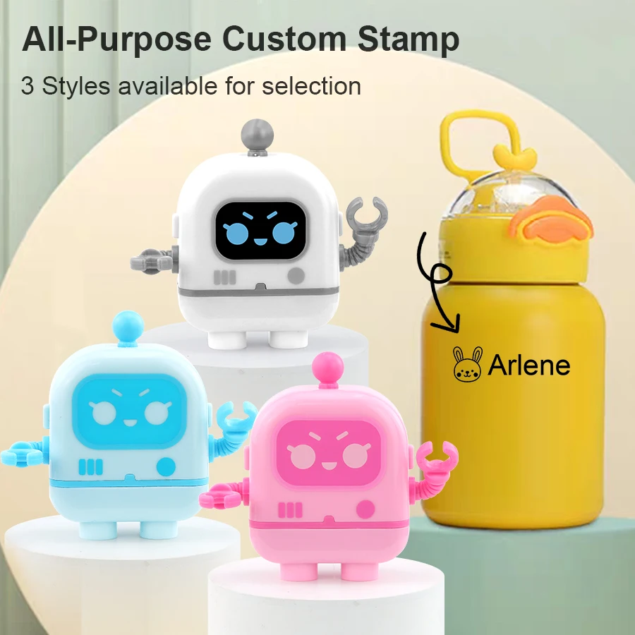 

Personalized custom name stamp robot can print curved items, clothes, books, lunch boxes, and essential gifts for returning to s