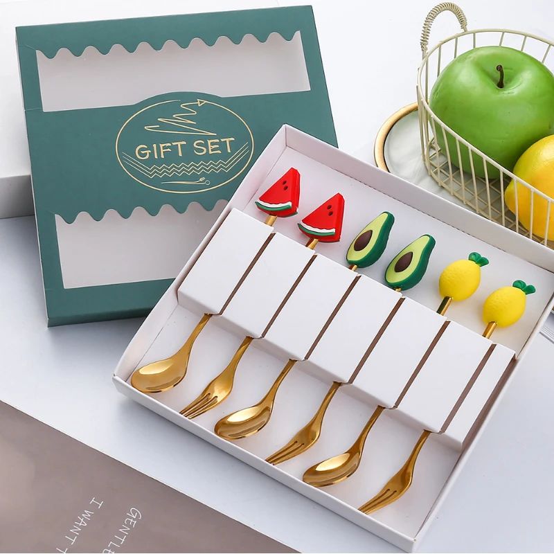4pcs/6pcs Cute Doll Fork Spoon Gift Tableware Set Fruit Spoon Fork Coffee Spoon Animal Spoon Companion Gift Set.