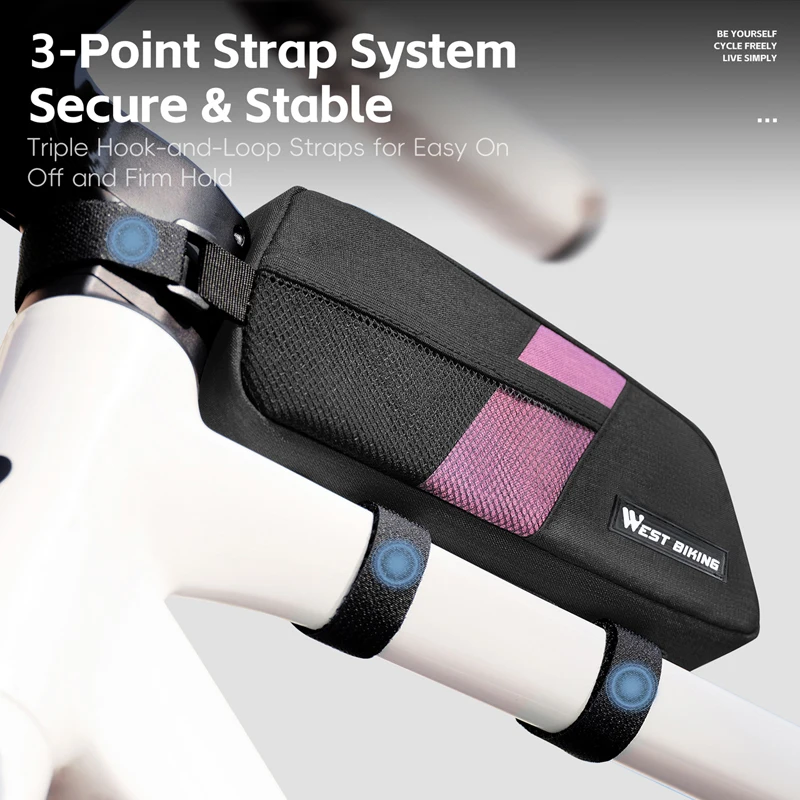 WEST BIKING Bike Top Tube Bag 0.9L Portable Wear Resistant Bicycle Frame Bag 3-Point Strap Stable Cycling Bag Bike Accessories image 3