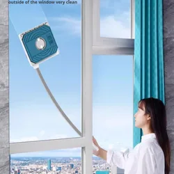 Household telescopic doublesided window cleaner for highrise exterior window cleaning