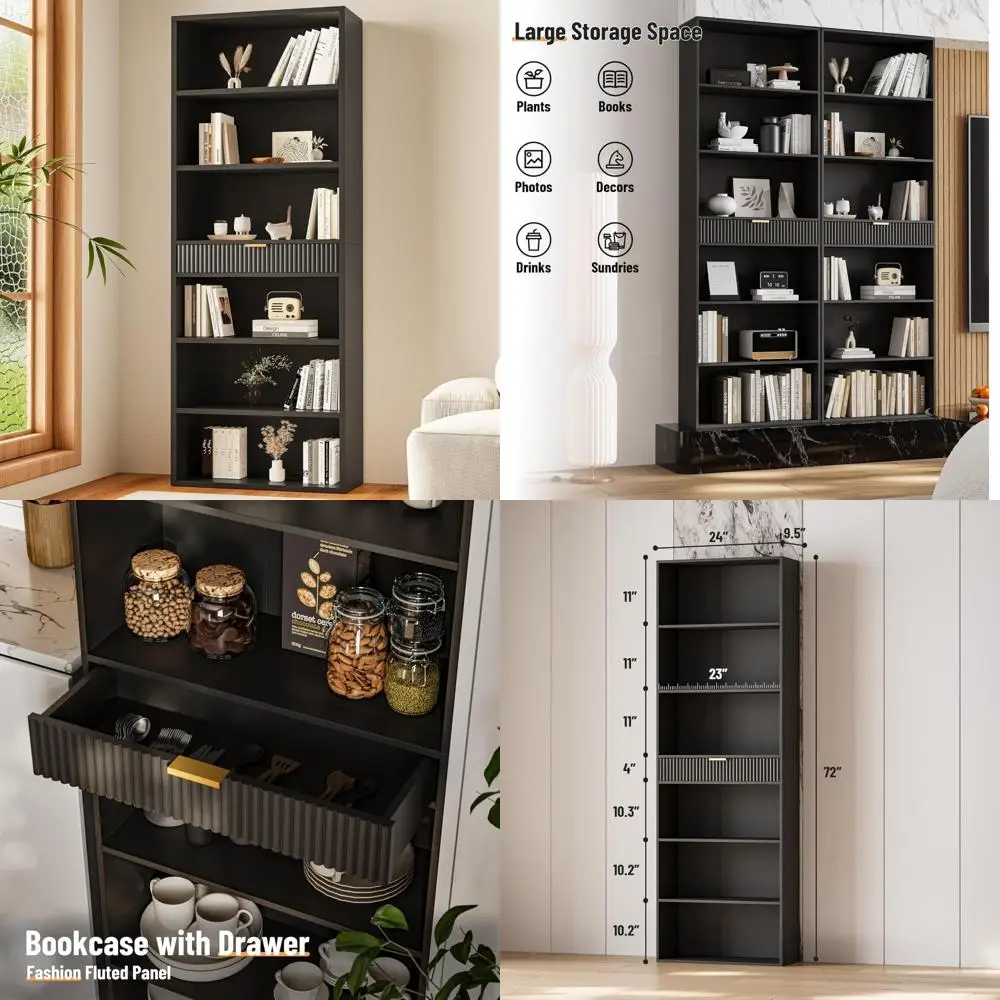 

Высокая 72-ярусная книжная полка с ящиками для хранения, органайзер для дисплея, функция безопасности с защитой от опрокидывания, книжный шкаф для домашнего декора