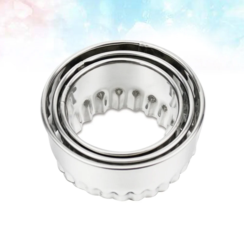 3pcs Stainless Steel Dumpling Wrapper Mold Kitchen Cookie Doughnut Muffin Scone Sandwich Bread Crust (Wave Edge)