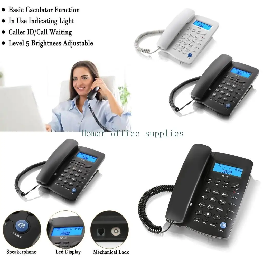 K43B Landline Telephone Desktop Telephone Fixed Telephone Caller Telephone Front Desk Home Office with Call Display Telephone
