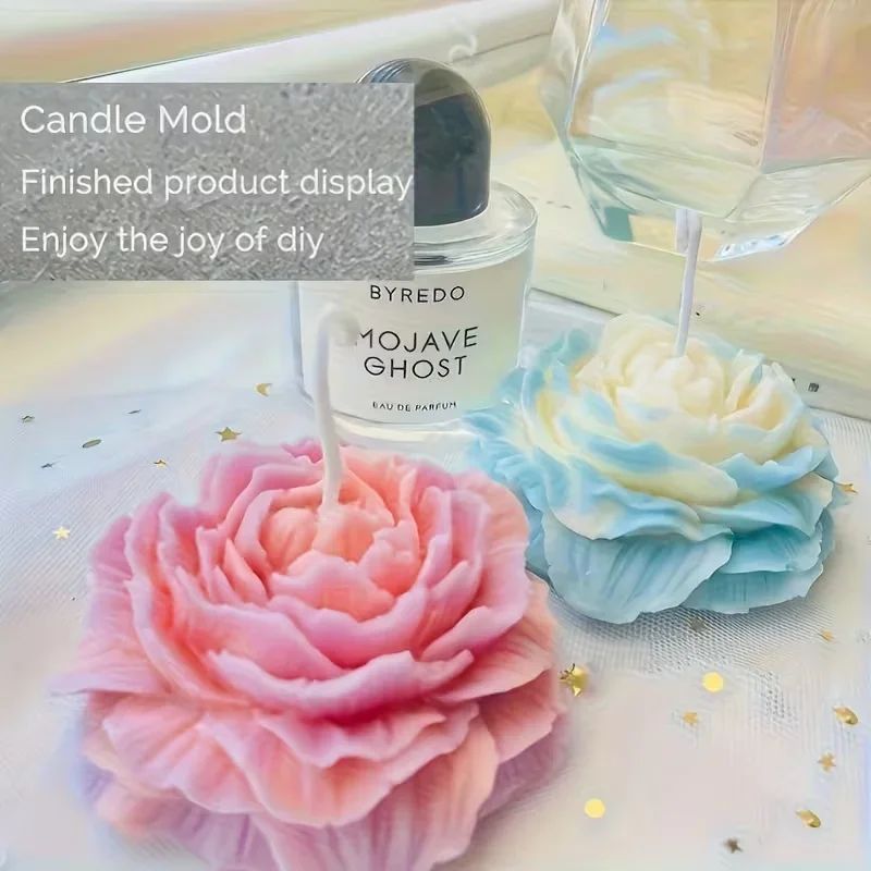 Molde de Silicona de Alta Calidad para Velas con Forma de Peonía y Loto, para Hacer Jabón Artesanal, Fondant, Pastel y Chocolate
