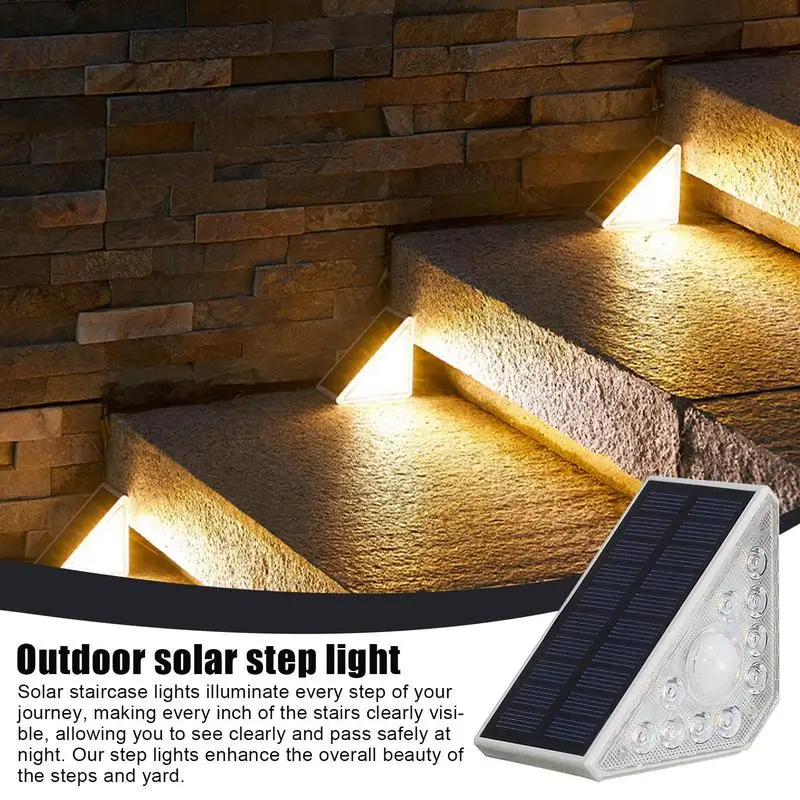 Luces solares para escalones, luces LED impermeables para escaleras, luces de cubierta de alto brillo para exteriores, luces de paso multiusos para jardines