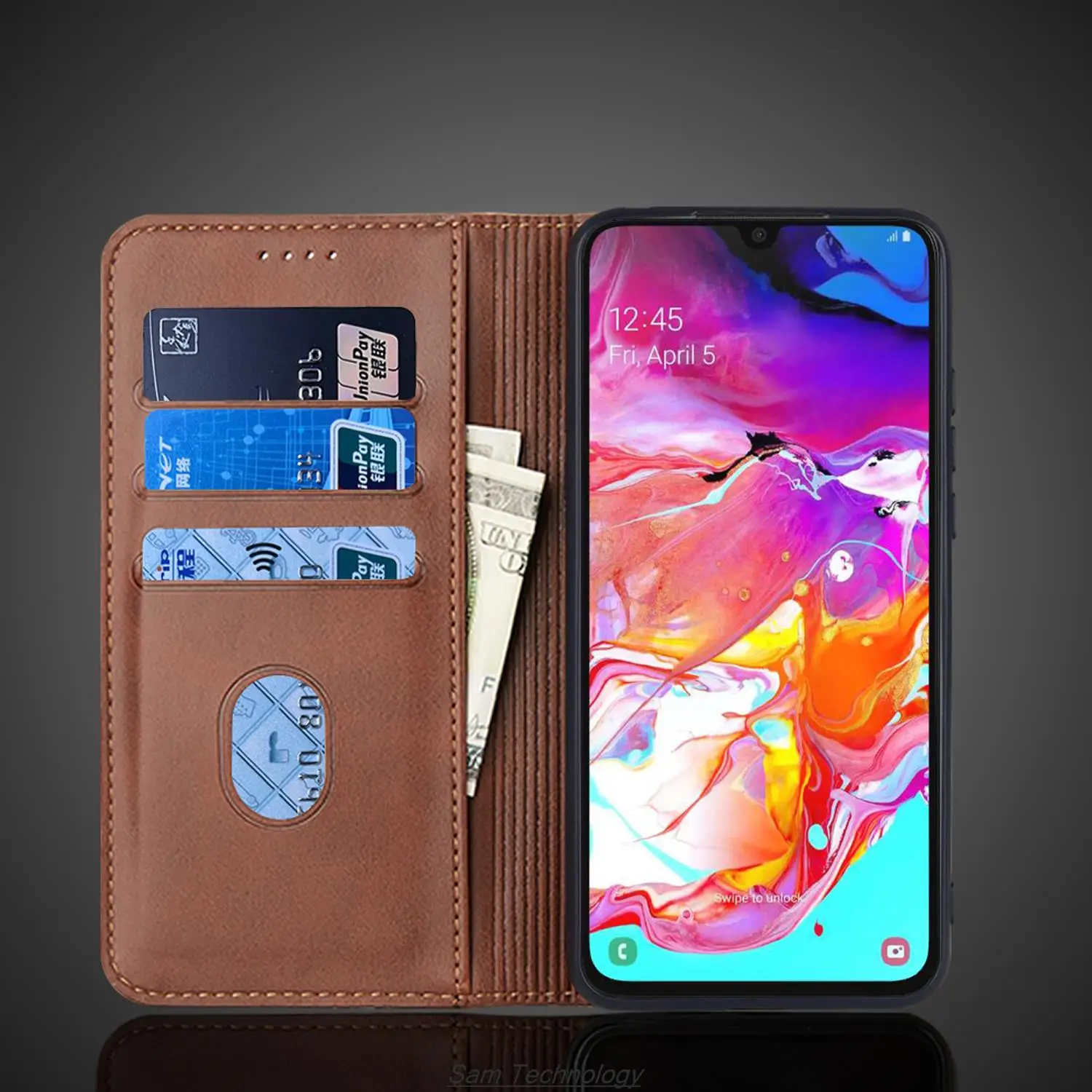 حافظة جلدية جذابة مغناطيسية لهاتف سامسونج جالاكسي A70 A 70 حافظة بغطاء قلاب ومحفظة وحقائب هاتف Fundas Coque