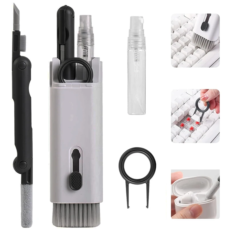 7-in-1 Computer Keyboard Cleaner Brush Kit Headset IPad Phone Cleaning Tools Earphone Cleaner Multifunctional Keycap Puller Kit