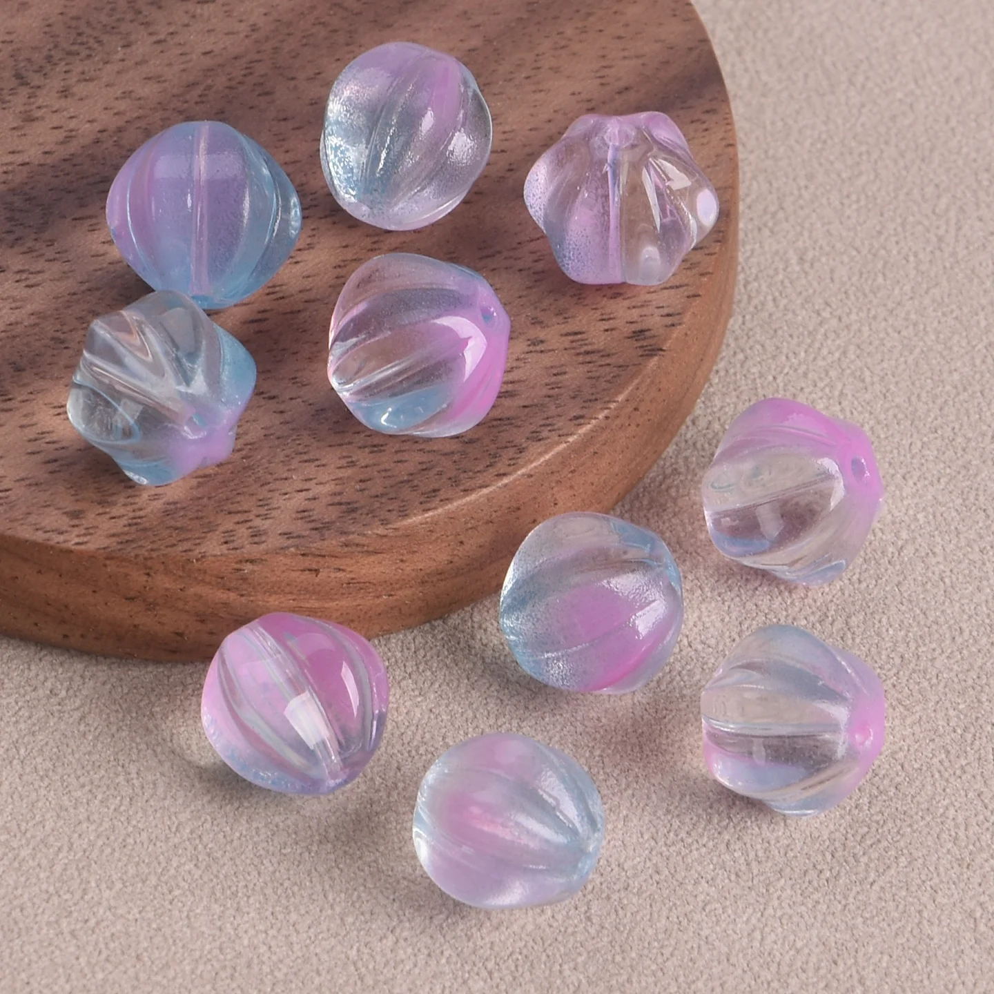 10 szt. Okrągłe koraliki dystansowe z kryształowego szkła lampwork w kształcie dyni, 10 mm, do wyrobu biżuterii, rękodzieła DIY, elementy do wyrobu ozdób. — zdjęcie 6
