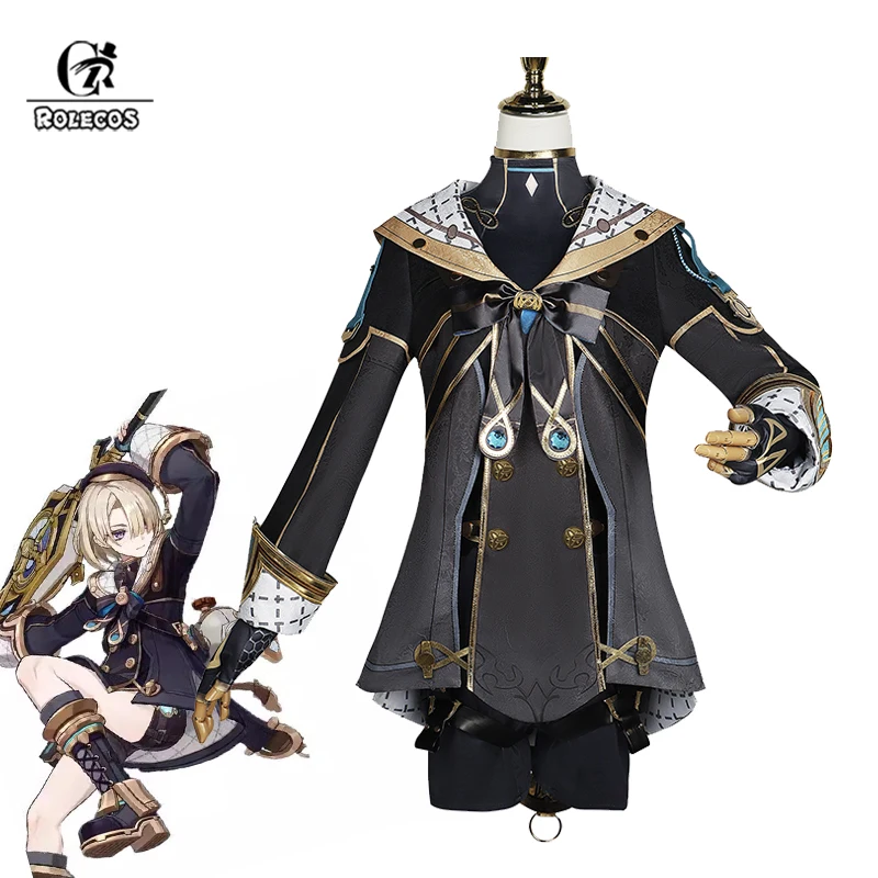 ROLECOS Game Genshin Impact Fontaine Freminet Cosplay Costume Magician Uniform with Hat Halloween Women Party Role Play Outfit