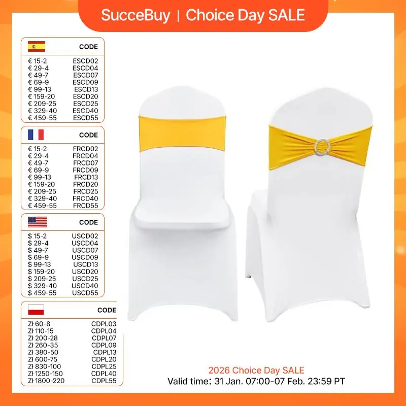 VEVOR Stuhlhussen aus elastischem Spandex für Klappstühle, universell passender Stuhlbezug mit Stuhlschärpen, abnehmbare, waschbare Schonbezüge, für Hochzeit, Urlaub, Bankett, Party, Essen (50er-Set, Gold und Weiß)