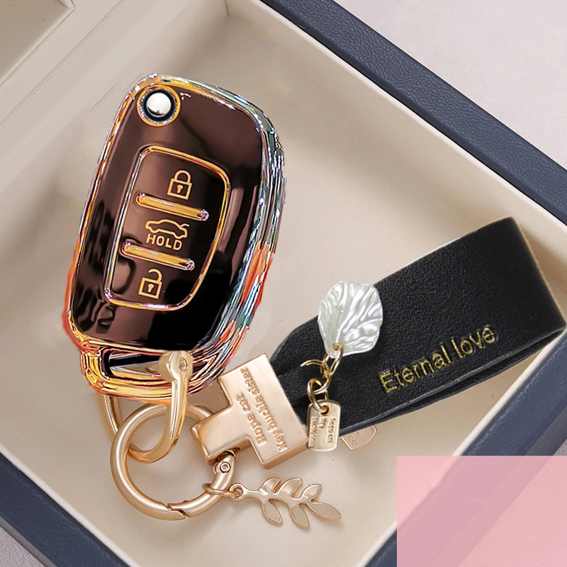 3 4 Buttons Car Key Case Cover Keychain for Hyundai Sonata I10 Tucson Solaris Creta Elantra I20 Ix25 2016-2019 2021 2020 2022