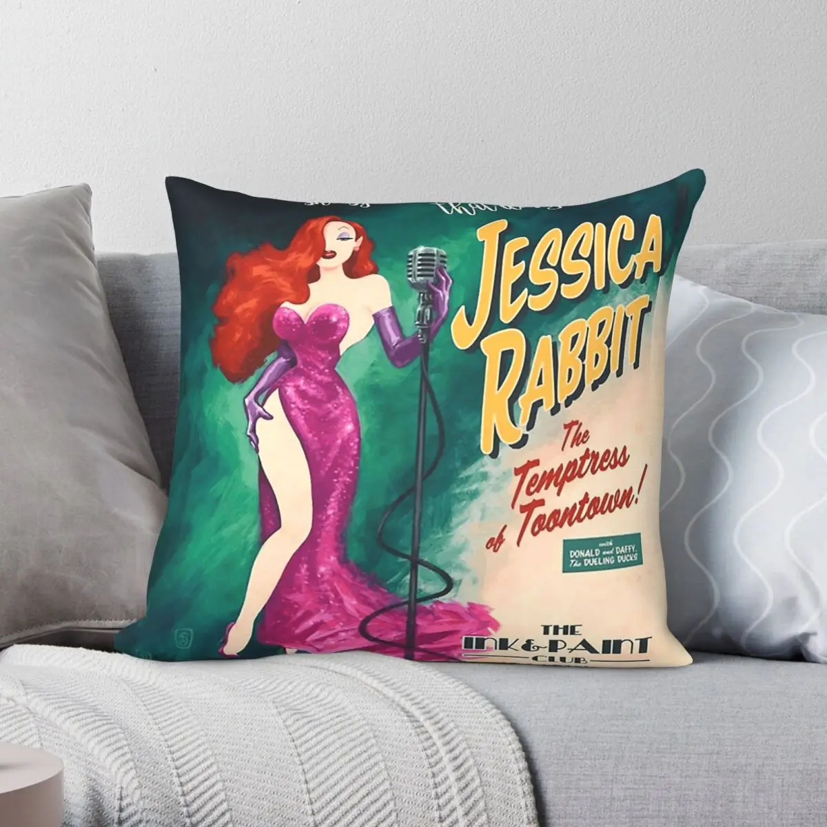 Jessica Rabbit Sings Square Pillowcase Polyester Linen Velvet Pattern Decorative Throw Pillow Case Home Cushion Cover Wholesale