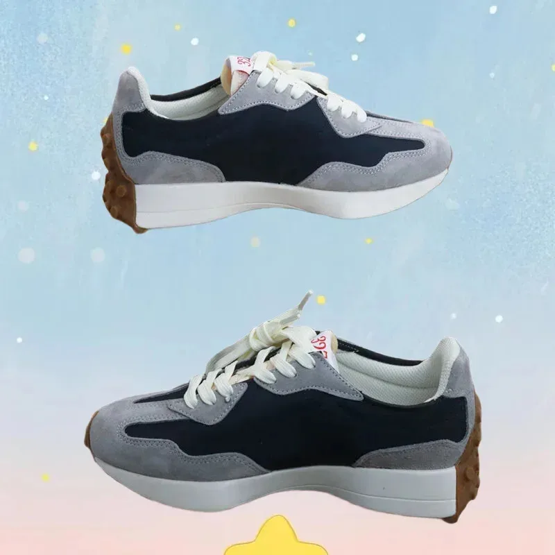 

preppy style breathable running shoes with retro design, lightweight, breathable and height increasing casual waking shoes