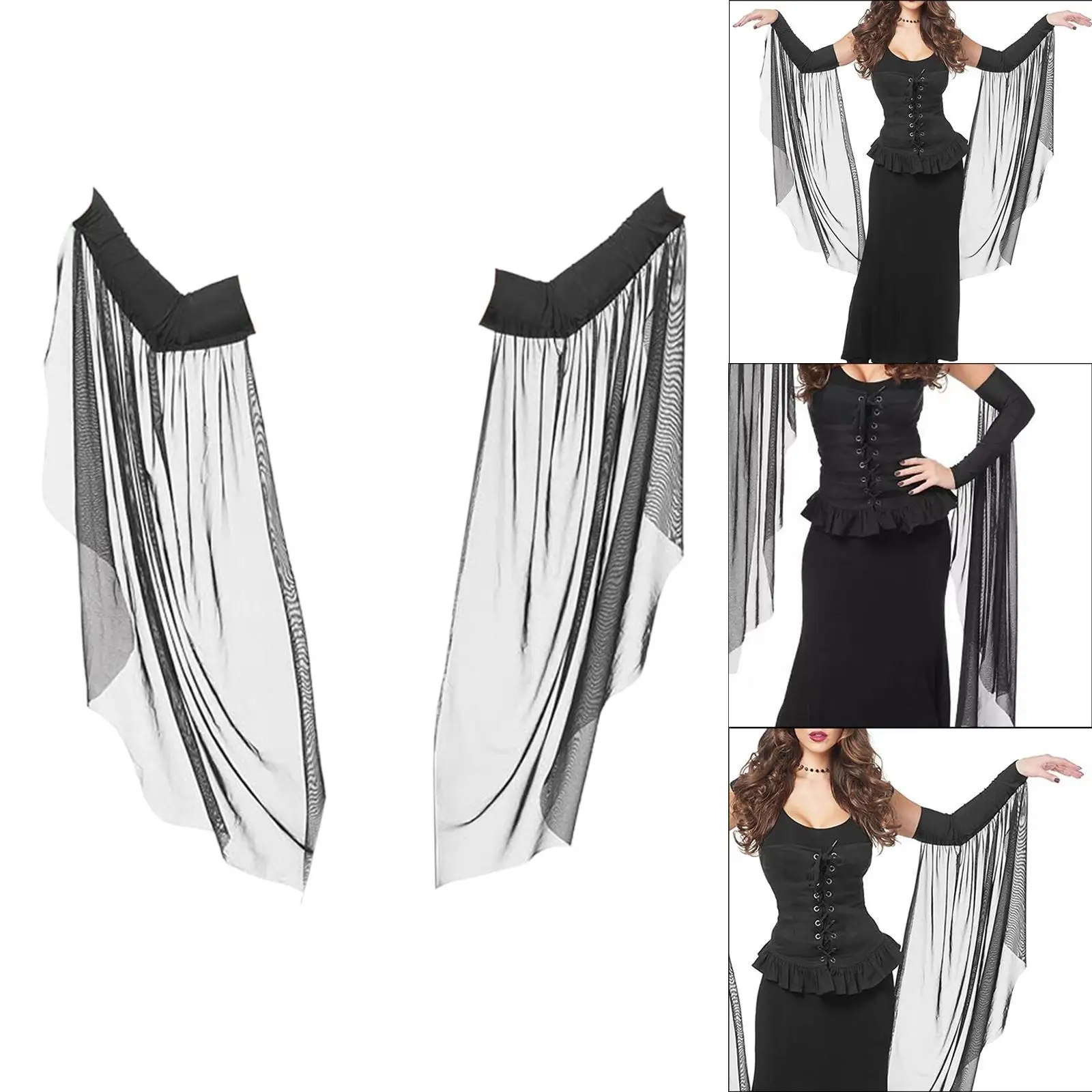 Witch Cosplay Mesh Long Sleeves Halloween Props Arm Sleeves for Fancy Dress Rave