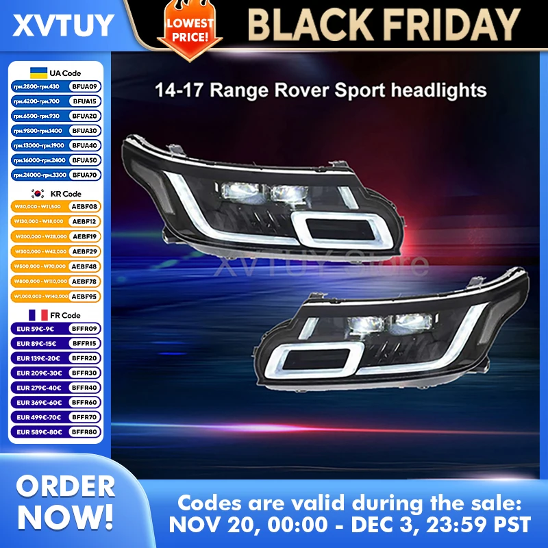 

Headlights For Range Rover Sport 2014-2017 2/4 Eyes LED Land Rover Assembly SUV Front Lamps Turn Signal Light Auto Accessories
