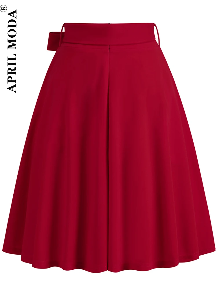 Jupe Midi Rétro Femme Taille Haute A-Line Années 50 - Violet - Taille M