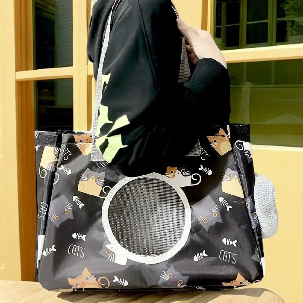 

Pet Travel Bag Portable Cat Carrier Bag Oxford Large Capacity Pet Backpack Waterproof Cartoon Pattern Dog Handbag Daily Walking