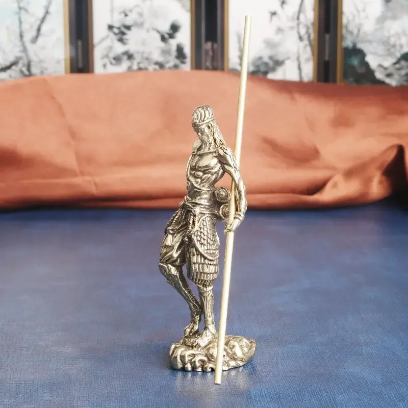 Antique Retro Brass SunWuKong Monkey King Figurines Retro Office Desktop Decoration Miniature Car Ornament Bronze Home Decor