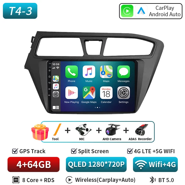 Android 16 Carplay Auto 5G Voor Hyundai I20 LHD 2014 2015 2016 2017 2018 Auto Radio Multimedia Speler stereo Head Unit 2din Audio