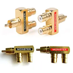 RCA Male To RCA Female Lotus Connector Tee Type 3Way Splitter for AV Audio and Video Converter Adapter Gold Plated Copper Brass