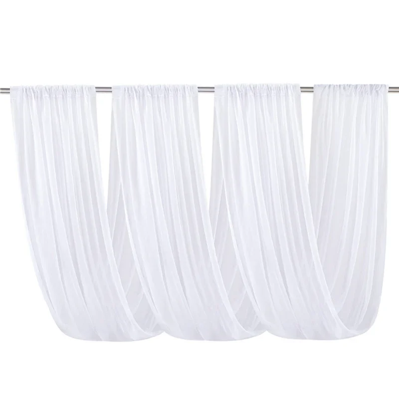 White Wedding Dress Ceiling Drapes Roof Canopy Decor Draping Fabric Chiffon Curtain for Party Ceremony Stage Hotel Decoration