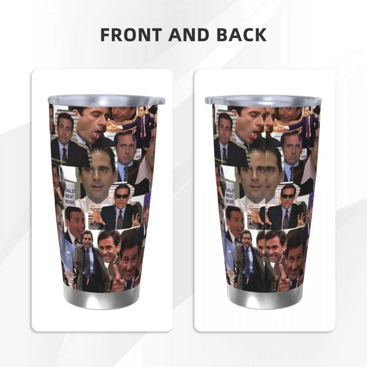 The Office Insulated Tumbler with Straws Michael Scott Collage Vacuum Thermal Mug Office Home Thermos Bottle Cup, 20oz