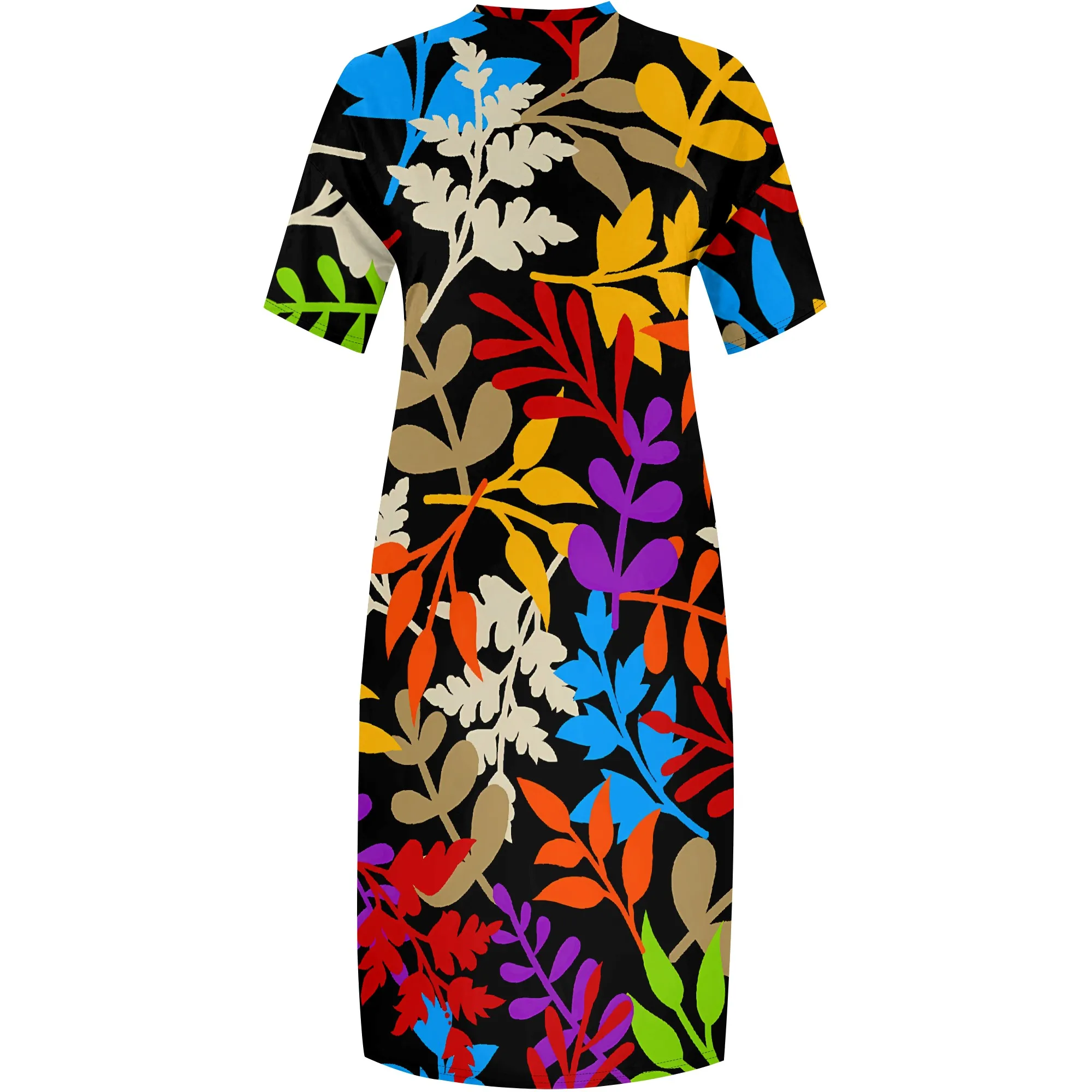 Nupusa Plus Size Kleurrijke Bloemenprint Jurk Dames Zomer Casual V-hals Maxi-jurk met korte mouwen