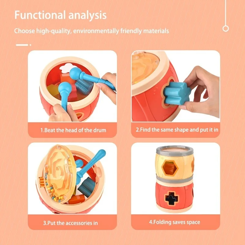 لعبة طبل الطفل الموسيقية ، ملونة ، طبل المتداول ، الأطفال الصغار ، لعبة تعليمية ما قبل المدرسة ، إيقاع ، صوت ، موسيقى ، هدية تعليمية