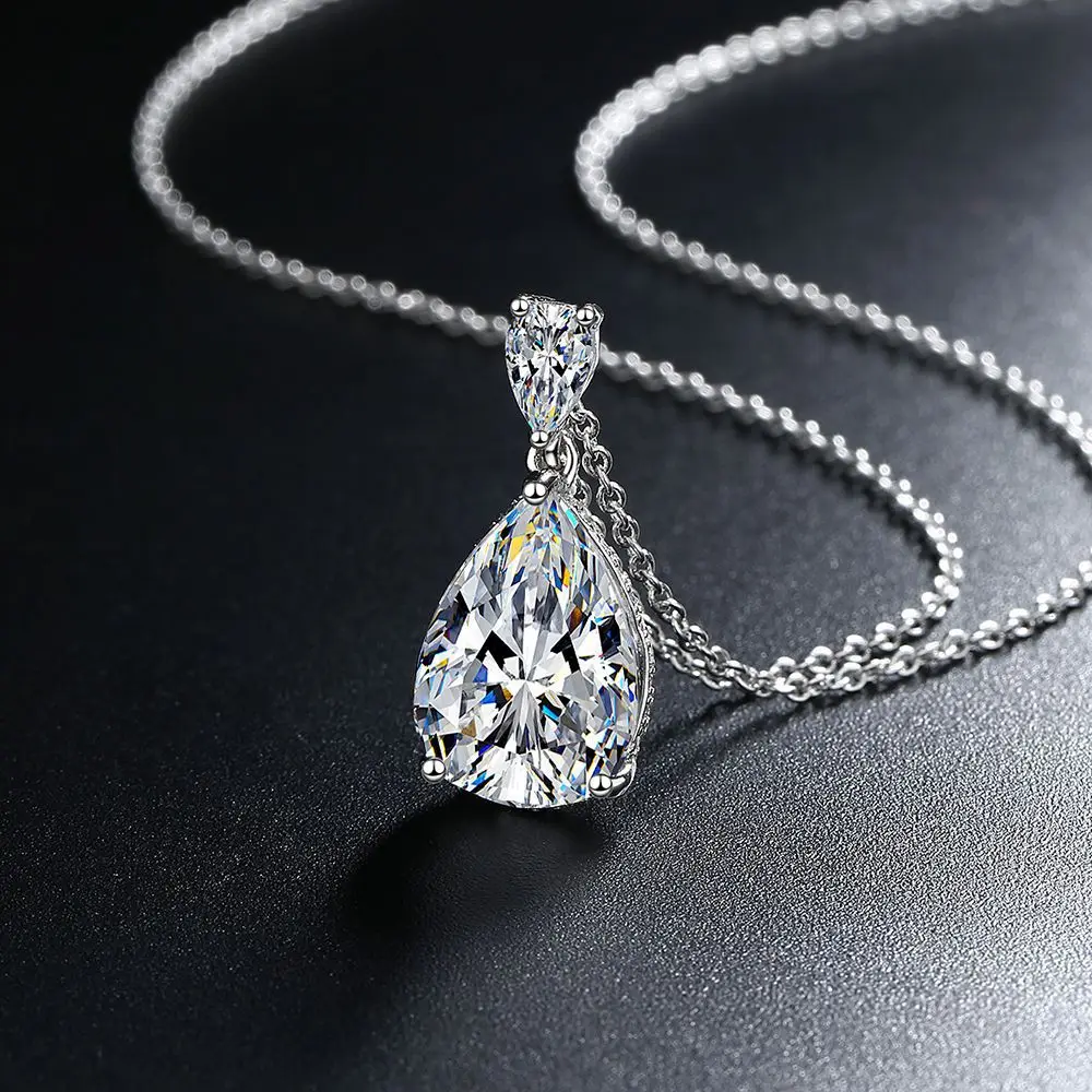 Picture 4: New 925 Sterling Silver VVS1 Moissanite Necklace Heart Pendant Chain Fine Jewelry for Woman Wedding Sparkling Classic party gift