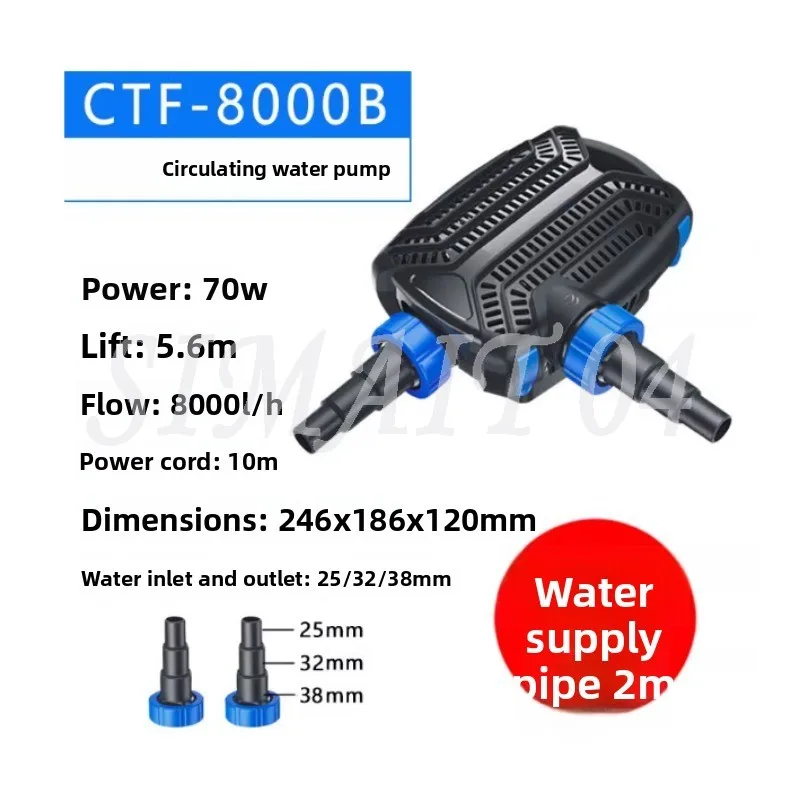Fish Pond Pump Submersible Pump Pond Circulation System High Flow Pumping Filtration Freshwater Dual-purpose 70W/80W/100W