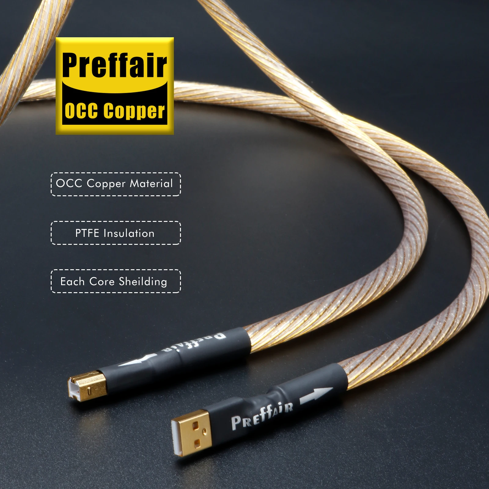 Preffair X417 OCC Медный Hi-Fi аудио USB-кабель 2.0 A к USB B-декодереру ЦАП Кабель для передачи данных Звуковая карта Цифровые кабели