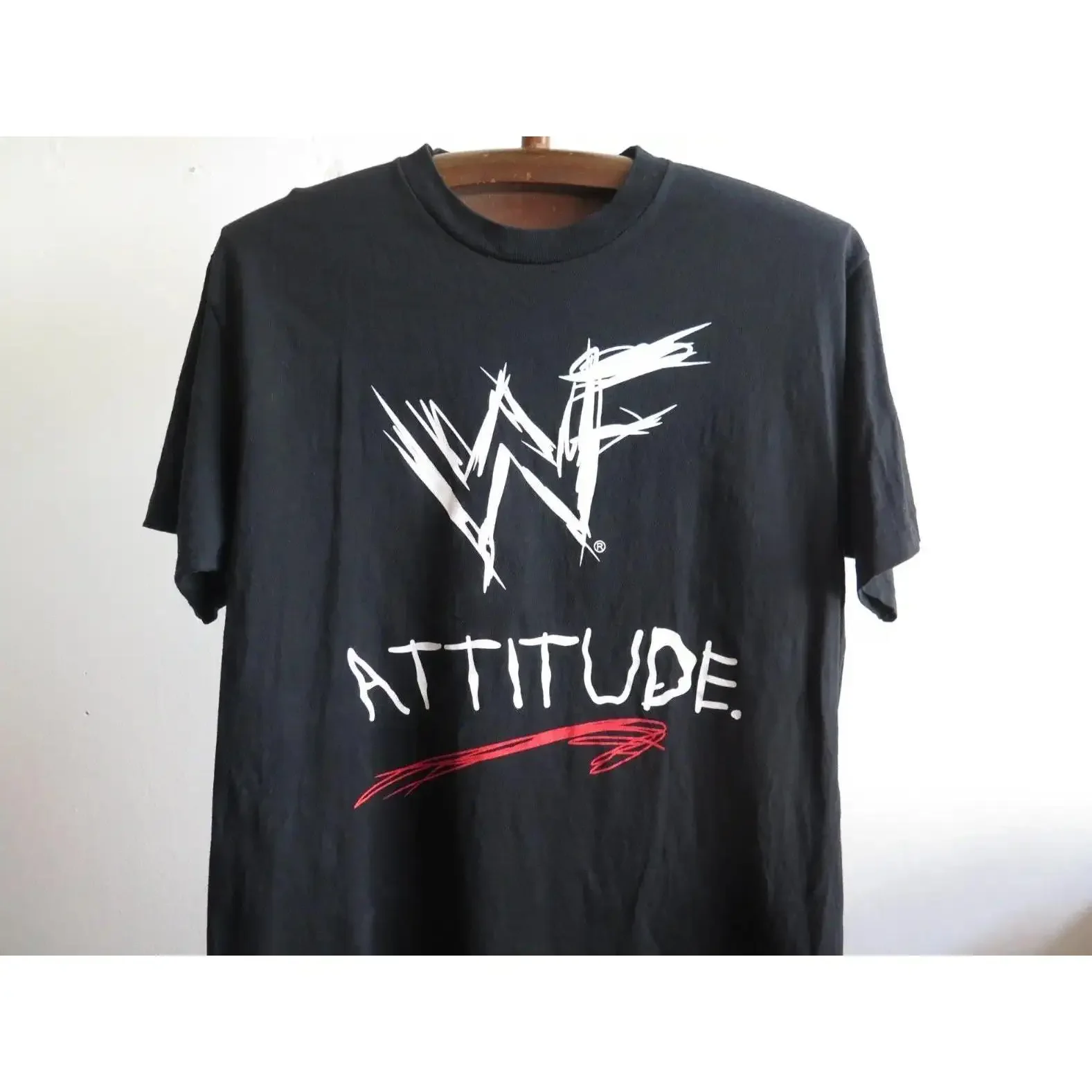 خمر WWF موقف تي شيرت 90s المصارعة تي شيرت كلاسيكي