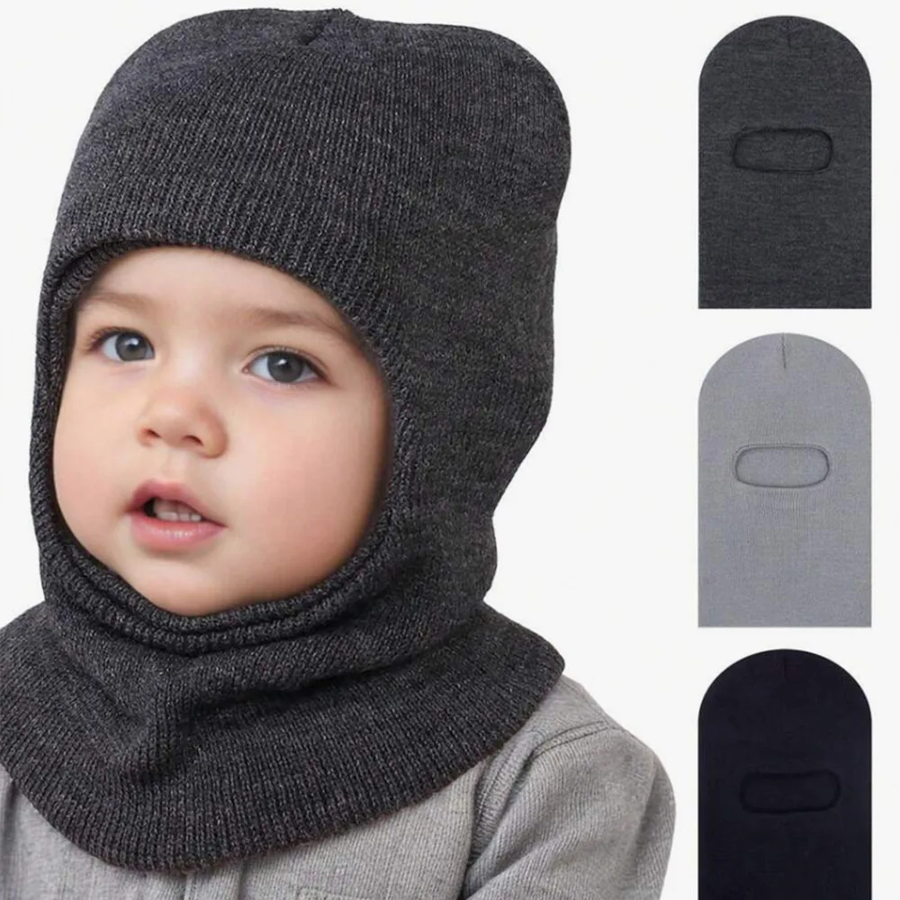 

Осенне-зимняя детская шапка-балаклава, теплая вязаная шапка-бини, шарф, цельная детская шапка с ионами ушей, шейный платок для малышей, детские аксессуары