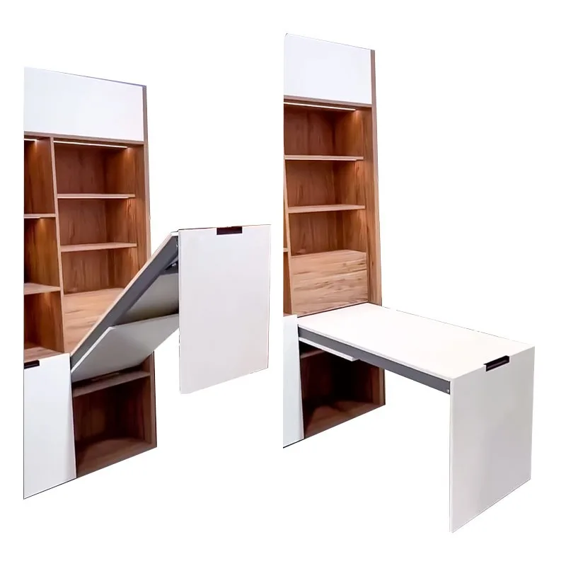 Multifunctional simple hidden invisible table mechanism space saving folding dining table frame wall function hardware