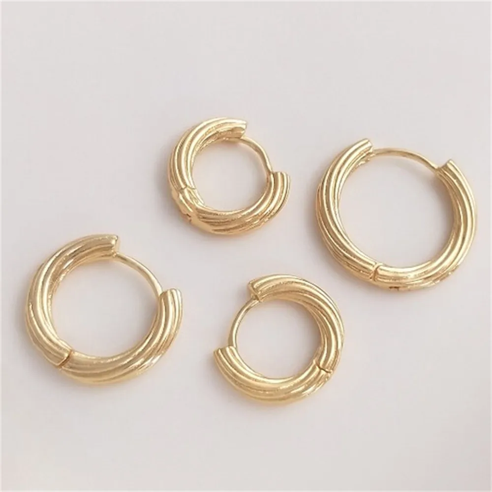 Ear Buckle 14K Gold-Color Round Twist Earrings Handmade DIY Fashion Simple Light Luxury Ear Accessories Material Accessories