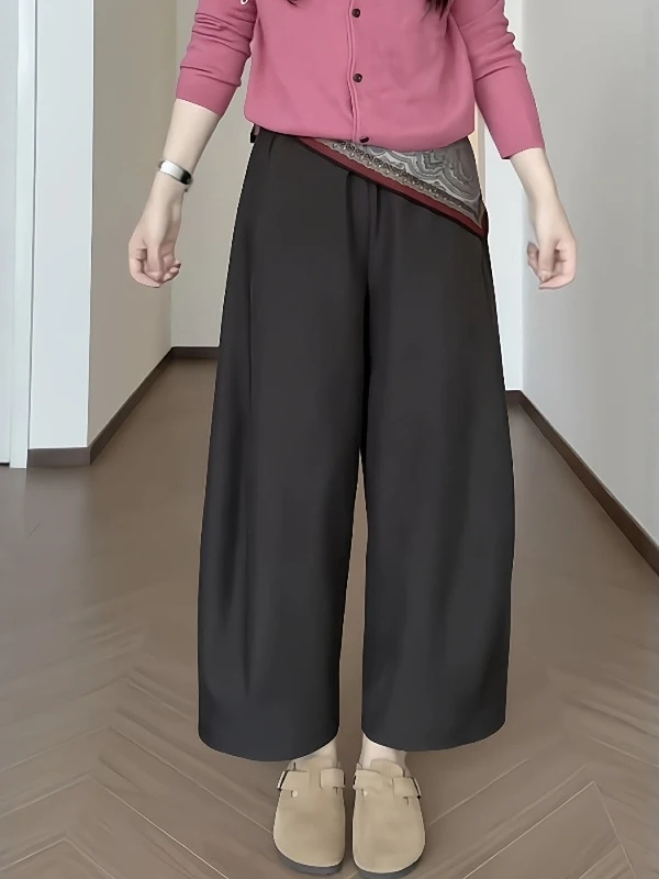 

plus Size Women's Elastic Waist Balloon Pants High Waist Straight Leg Casual Trousers Korean Style Spring New Loose Slimming