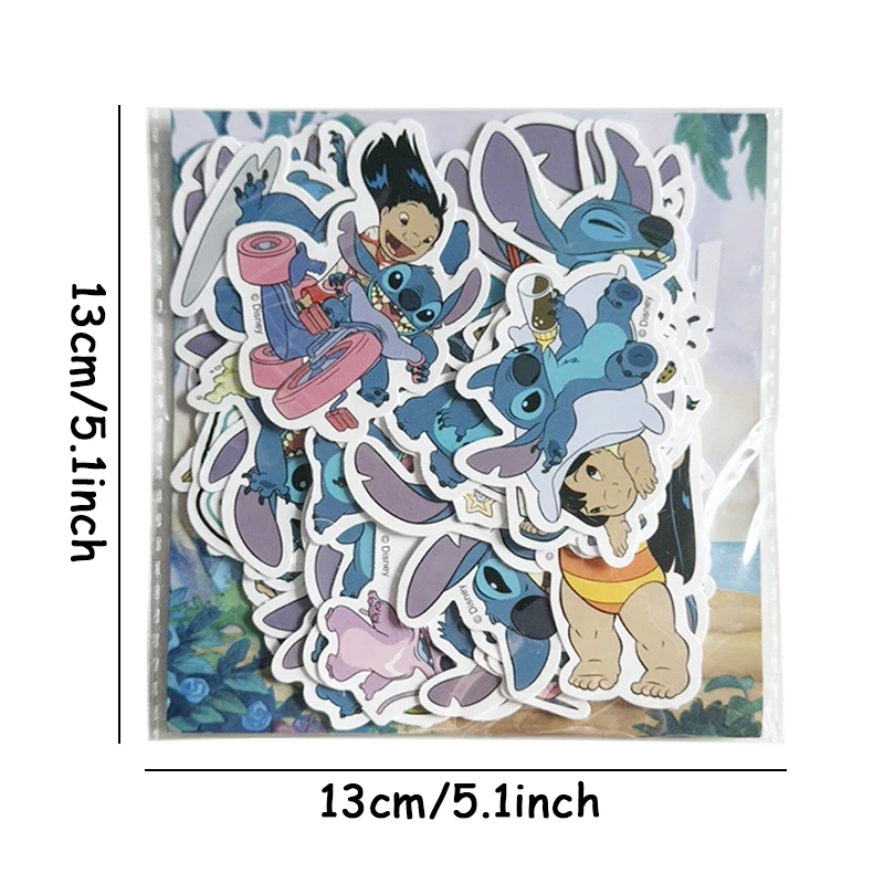 Pegatinas de Lilo Stitch de dibujos animados de Disney, calcomanías para álbum de recortes, portátil, teléfono, equipaje, monopatín, juguete de regalo, 50 piezas