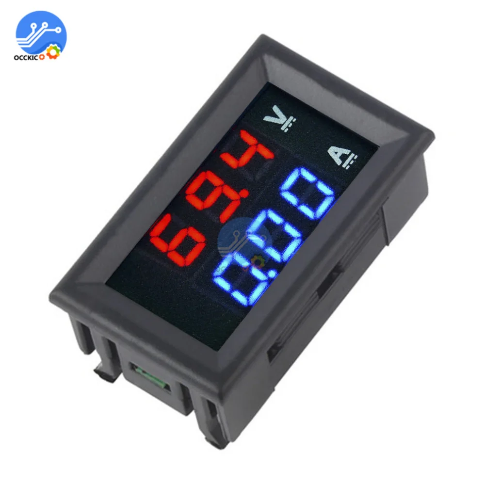 Mini Digital Voltmeter Ammeter DC 100V 10A Panel Amp Volt Voltage Current Meter Tester 0.56" Blue + Red Dual LED Display