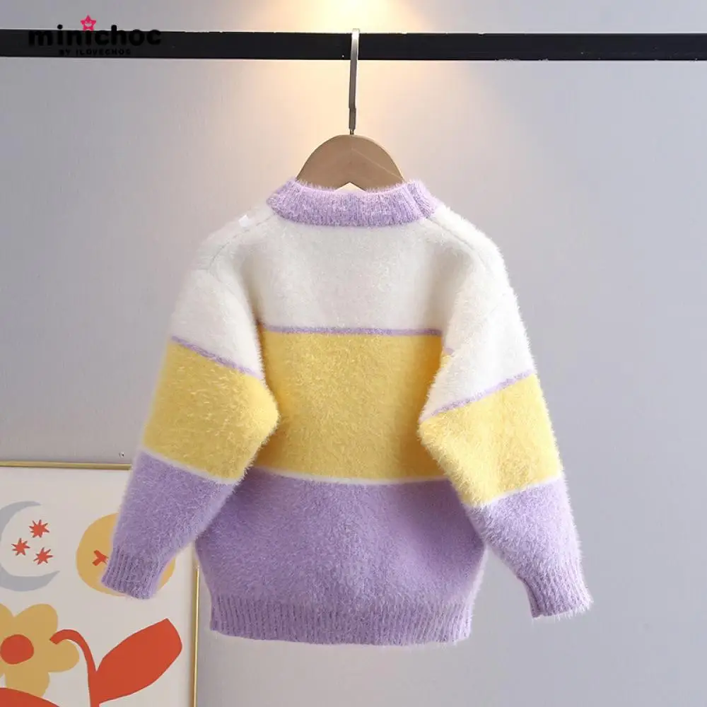 Kuromi الفتيات محبوك سترة جولة الرقبة أسفل الترفيه قمم Kawaii نمط جديد الخريف الشتاء الكرتون الأطفال السترة #4